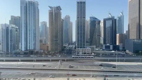 Panoramic view on the Dubai Marina Stockbeeldmateriaal 234059613
