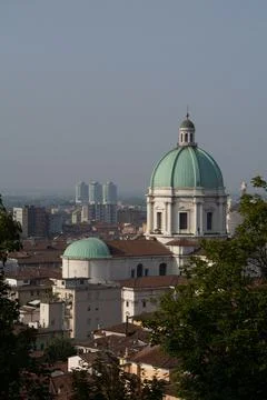 Panoramic view Duomo Vecchio at the Piazza Paolo square in Brescia Stock Photos