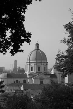 Panoramic view Duomo Vecchio at the Piazza Paolo square in Brescia Stock Photos