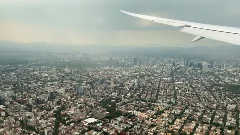 Panoramic view during a flight above Mexico City CDMX, Mexico 4K Stock Footage 267080517