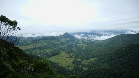 Panoramic View from Echo Point Lookout, Tweed Range and Valley of Echoes Stock Footage 283832110