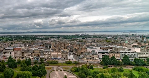 Panoramic view of Edinburgh city, in 4K (4096X2160) Stock Footage 105803071