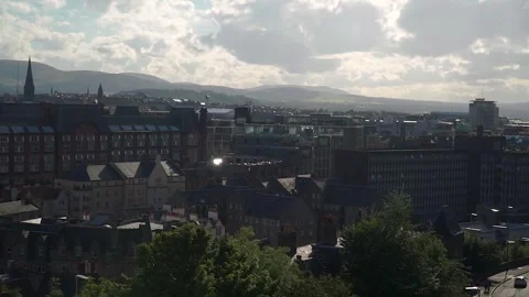 Panoramic View of Edinburgh Cityscape Stock Footage 243353204
