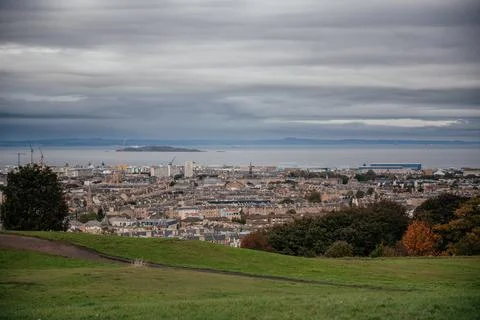 Panoramic View of Edinburgh Cityscape Stock Photos