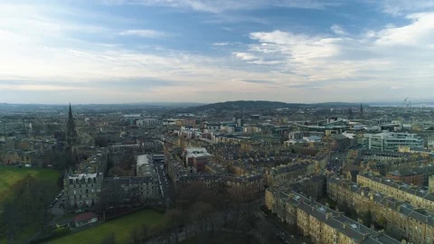 Panoramic view of Edinburgh residential area, drone aerial 4K Stock Footage 101221559