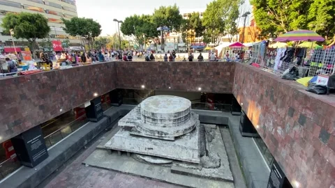 Panoramic view of Ehecatl pyramid, located in downtown Mexico City 4K Stock Footage 164570736