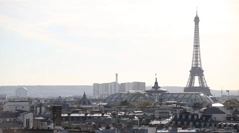 Panoramic view of Eiffel tower and Paris Stock Footage 59765040