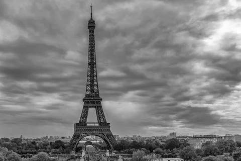 Panoramic view of the Eiffel Tower area of ​​Paris Stockfoto's