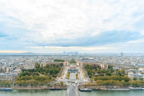 Panoramic View from Eiffel Tower Overlooking 2024 Olympic Preparations Foto stock