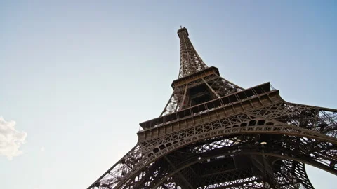 Panoramic view of the Eiffel Tower in Paris on a clear sunny day Stock Footage 315301282