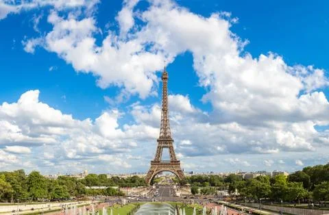 Panoramic view of Eiffel Tower in Paris 스톡 사진