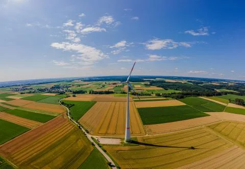 Panoramic View of an electric windmill Stock Photos