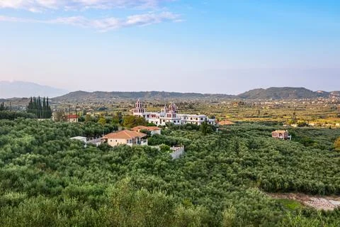 Panoramic view of Eleftherotria Monastery Stock Photos
