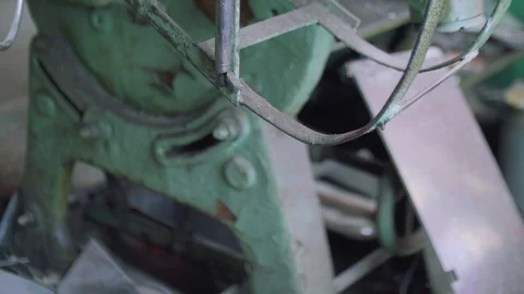 Panoramic view of elements of old metal machine Stock Footage 95895899