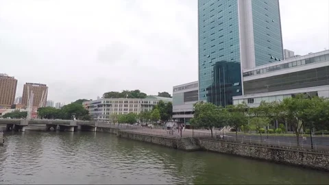 Panoramic View from Elgin Bridge, Singapore river, Singapore 库存影片 332874133