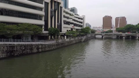 Panoramic View from Elgin Bridge, Singapore river, Singapore 库存影片 332874329