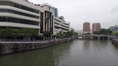 Panoramic View from Elgin Bridge, Singapore river, Singapore Vídeo Stock 332874337