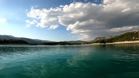 Panoramic view of Embalse de la Bolera in Spain. Stock Footage 135217679