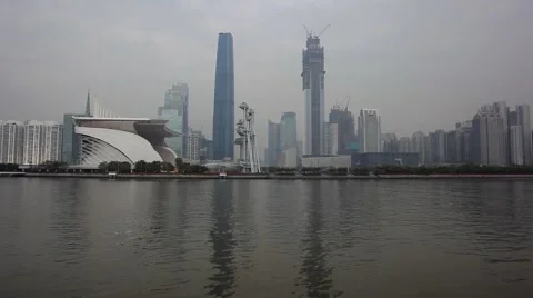 Panoramic view of embankment and skyscrapers in Guangzhou China Stock-Footage 59134237
