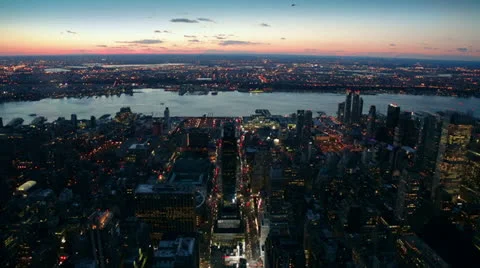 Panoramic View from the Empire State Building at Sunset, New York Stock Footage 24246031