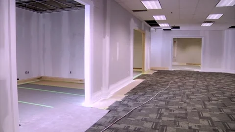 Panoramic View of an Empty Office Under Renovation Video stock 347155824