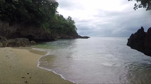 Panoramic View, Empty Sandy Beach, Sipalay, Negros island, Philippines Stock Footage 336905156