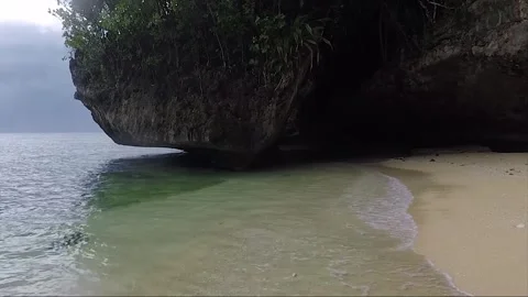 Panoramic View, Empty Sandy Beach, Sipalay, Negros island, Philippines Видео 336958427