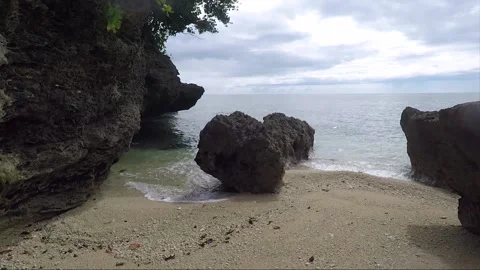 Panoramic View, Empty Sandy Beach, Sipalay, Negros island, Philippines Stock Footage 337091275