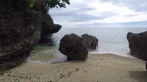 Panoramic View, Empty Sandy Beach, Sipalay, Negros island, Philippines Stock Footage 337091311