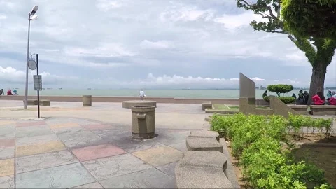 Panoramic View, Esplanade Waterfront, George Town, Penang, Malaysia Stock Footage 301555474