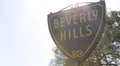 Panoramic View Establishing Shot Pan Right Iconic Beverly Hills Street Sign Icon HD Footage