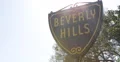 Panoramic View Establishing Shot Pan Right Iconic Beverly Hills Street Sign Icon 4k or 4k+ Resolution