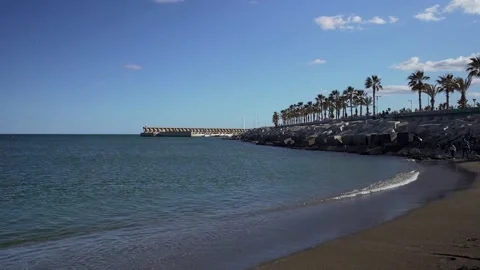 Panoramic view of Estacion Maritima de Levante in Malaga, Spain Stock Footage 240015214
