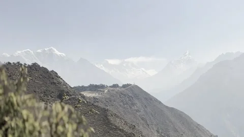 Panoramic view of Everest and Ama-Dablam Stock Footage 285754567