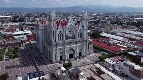 Panoramic view of Expiatory Temple of the Sacred Heart in Leon, Guanajuato Stock Footage 161763717