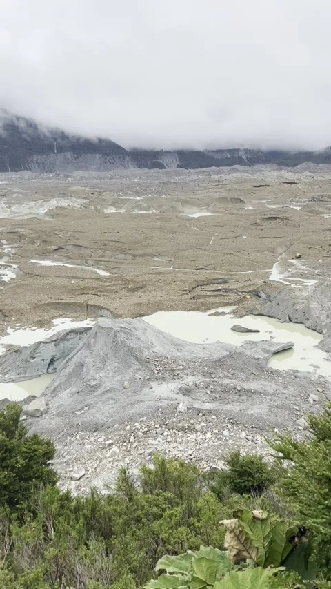 Panoramic View of Exploradores Glacier and River from Scenic Lookout, Chile Video stock 310532461