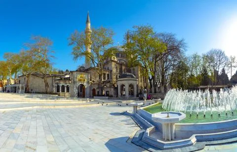 Panoramic view of Eyup Sultan Mosque and Square in Istanbul Stock Photos