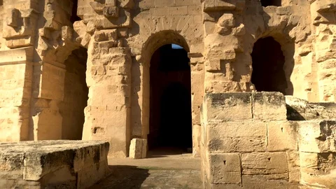 Panoramic view of the facade of the Amphitheater from the bottom up. Ancient 库存影片 120307212
