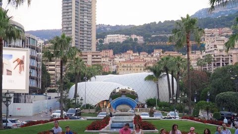 Panoramic view to the facade of Monte Carlo Casino. Stock Footage 93362037