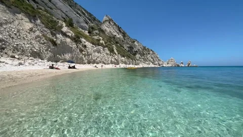 Panoramic view of the famous beach of Two sisters (spiaggia delle due sorelle) Stock Footage 245229354