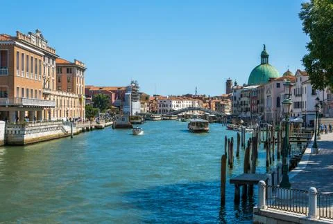 Panoramic view of famous Canal Grande and Basilica di Santa Maria della Salut Stock Photos