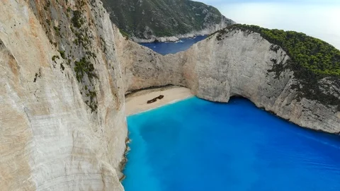 Panoramic view of famous shipwreck beach Zakynthos, Greece Stock Footage 120116707