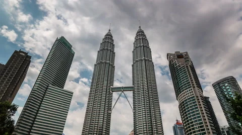 Panoramic view on famous towers 4k time lapse from kuala lumpur city Stock Footage 46550360