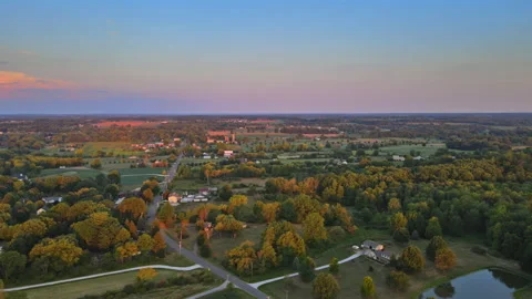 Panoramic view of farm fields from height of agricultural landscape beautiful Stock Footage 138793098