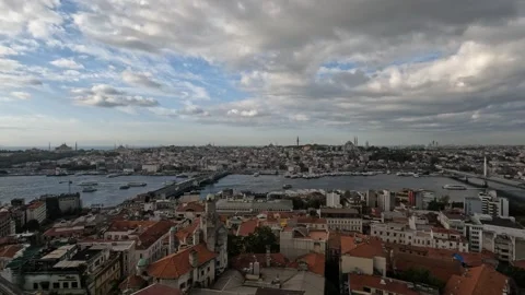 Panoramic view to Fatih from Galata tower in Istanbul Stock Footage 297624542