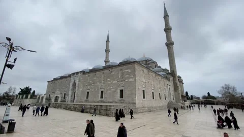 Panoramic view of Fatih mosque in Istanbul, Turkey 4K Stock Footage 167756594