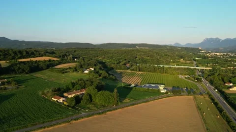 Panoramic view of a field of sunflowers at sunset in southern France. Stock Footage 280208548