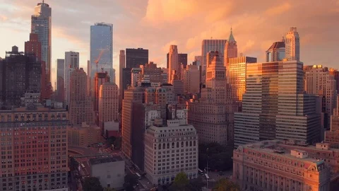 Panoramic view of financial center of New York Stock Footage