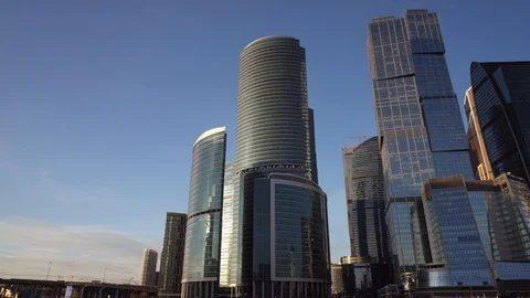 Panoramic view of the financial district Cityscape and famous skyscrapers Moscow Stock Footage 104824684