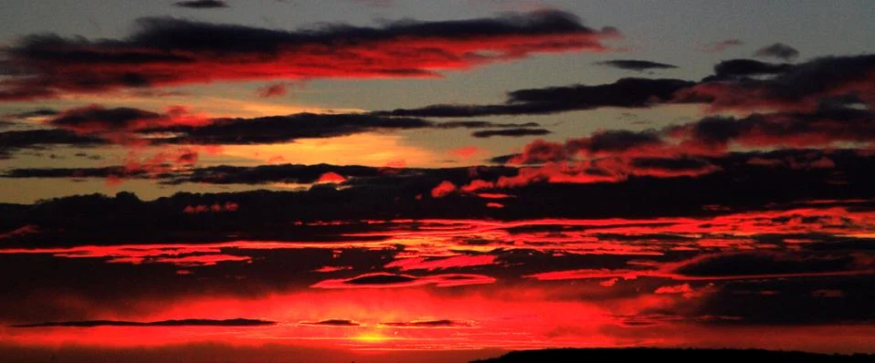 Panoramic view of fire in the sky Stock Photos